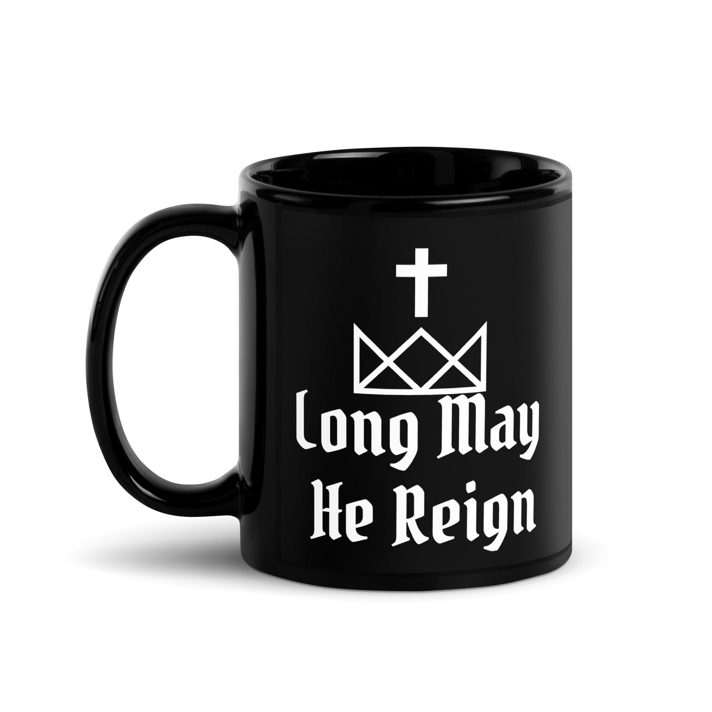 Jesus Reigns Black Glossy Mug