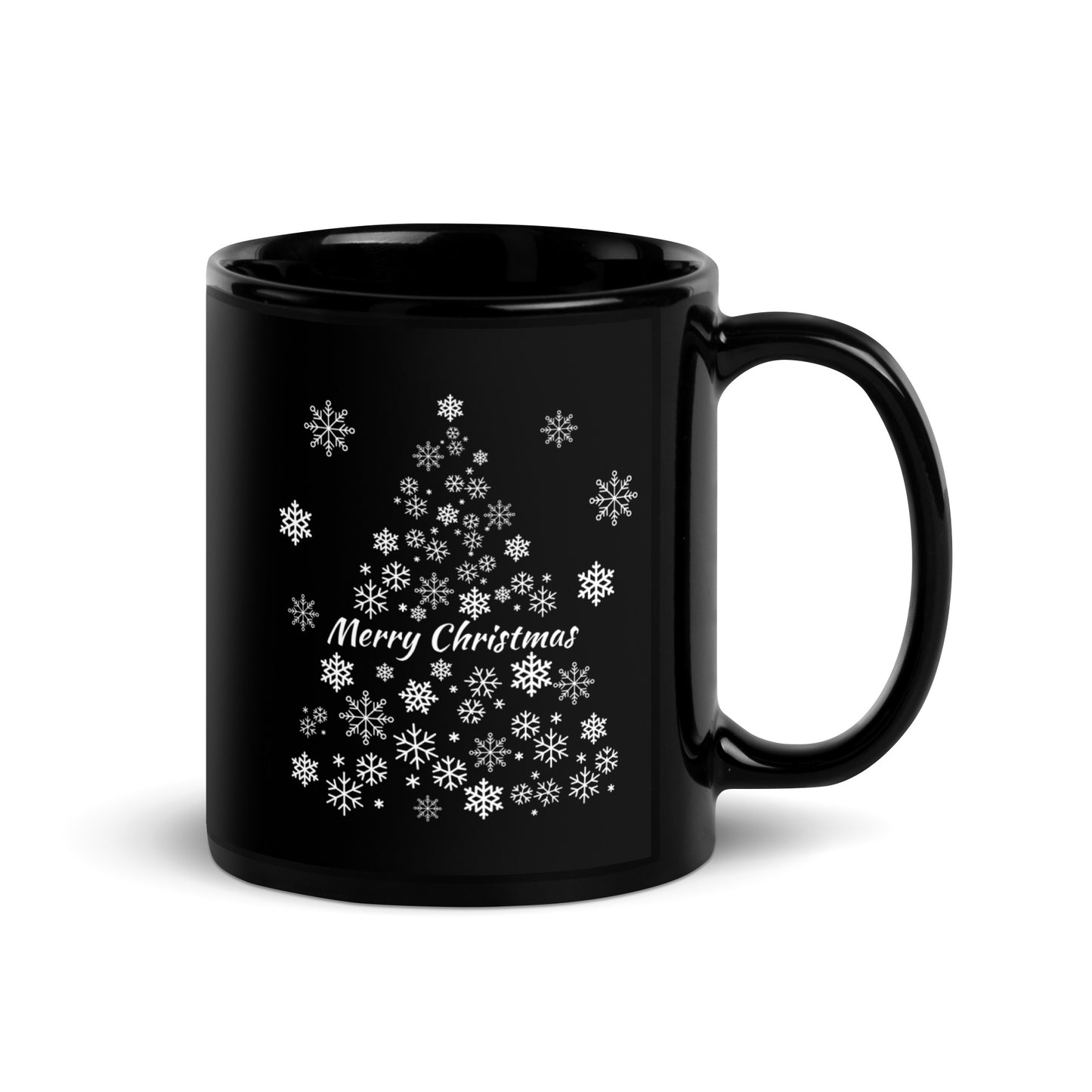 Snowflake Tree Black Glossy Mug