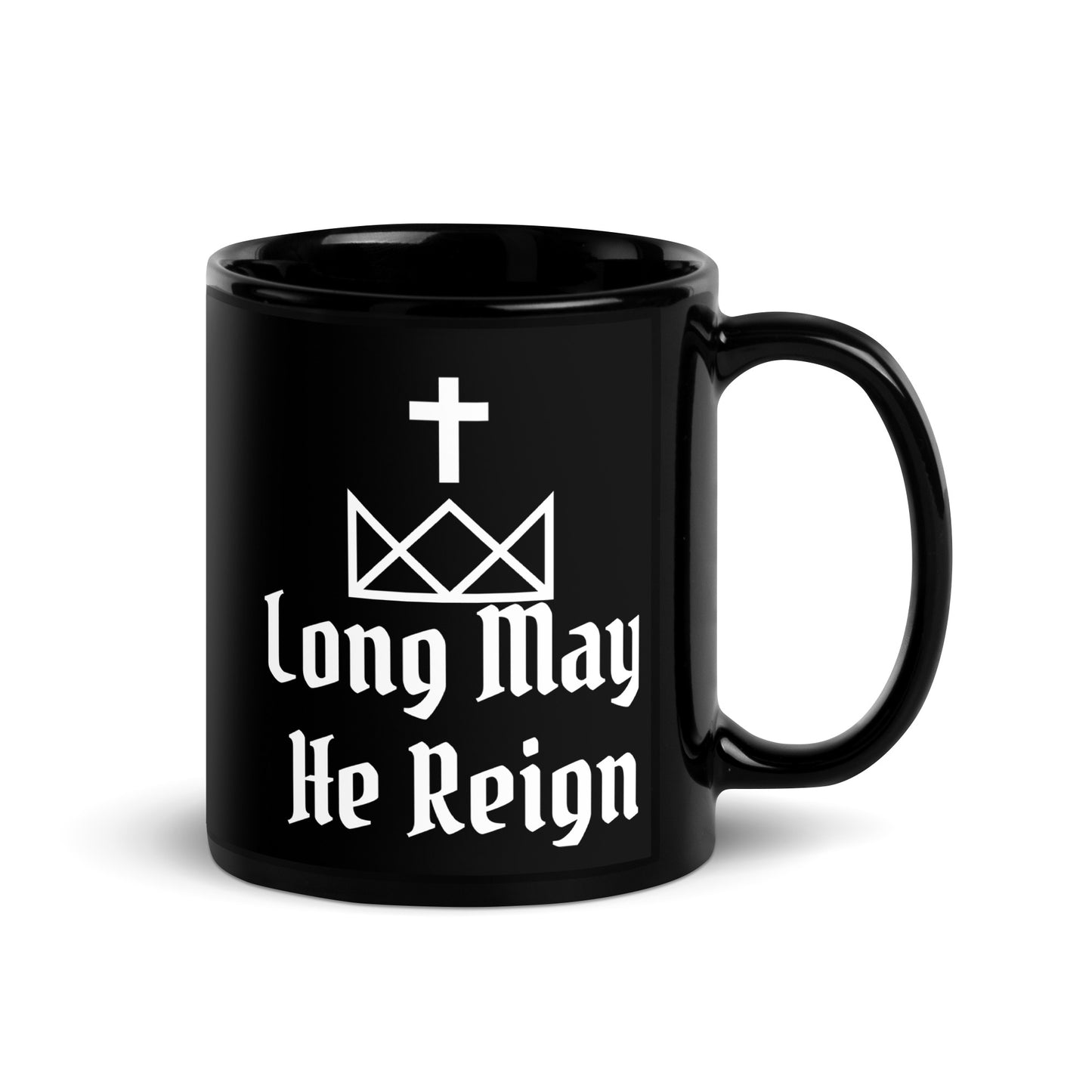 Jesus Reigns Black Glossy Mug