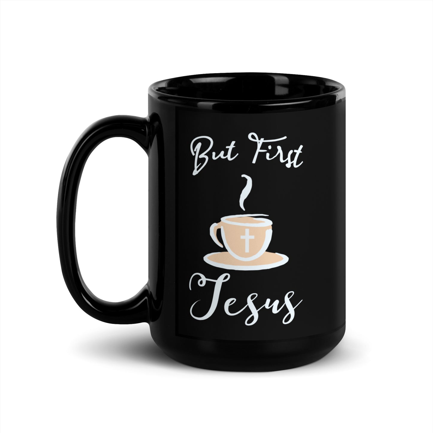 But First Jesus Black Mug