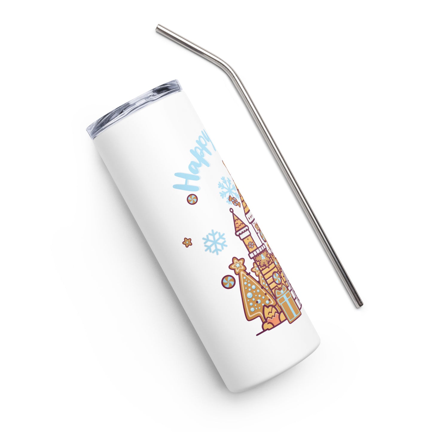 Holiday Gingerbread Castle Stainless steel tumbler