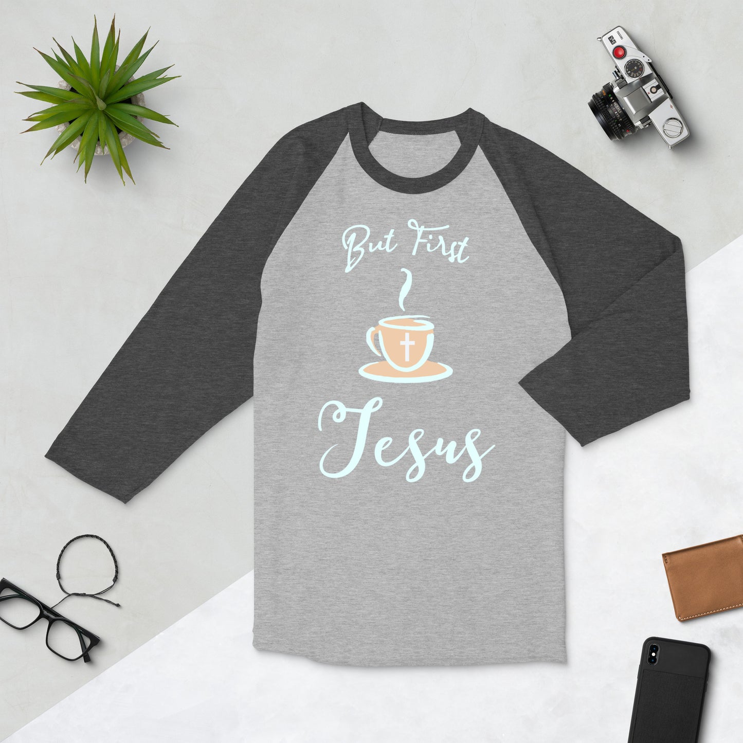 But First Jesus 3/4 Sleeve Raglan Shirt