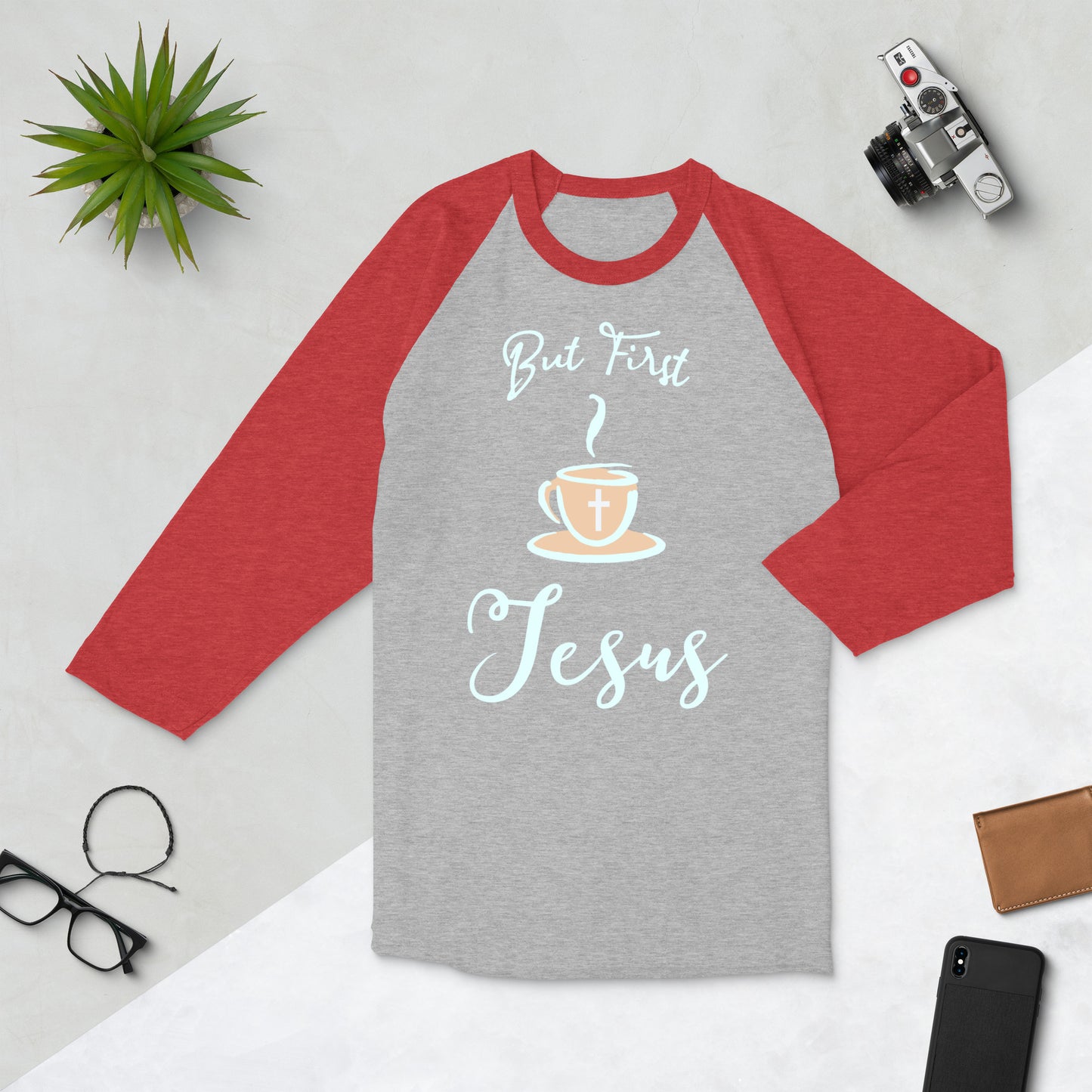 But First Jesus 3/4 Sleeve Raglan Shirt