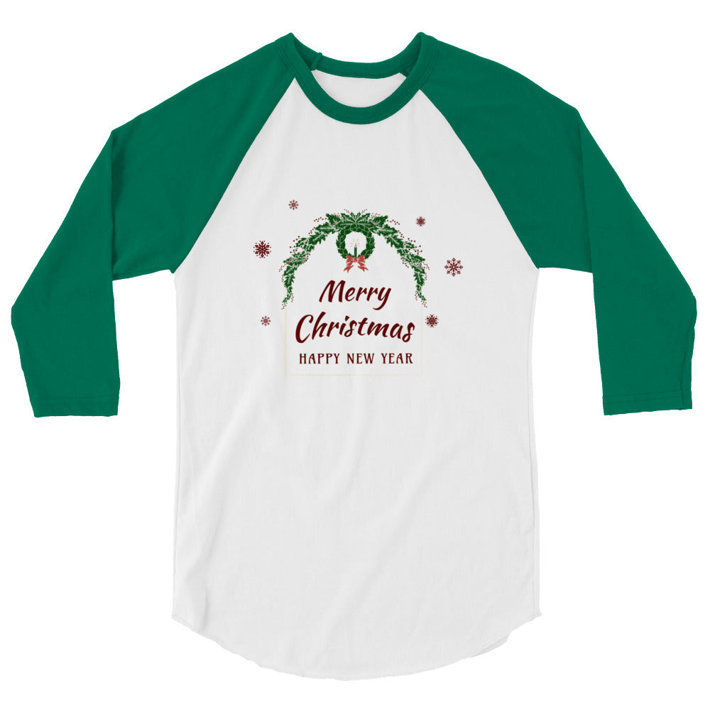Christmas Greeting 3/4 sleeve raglan shirt