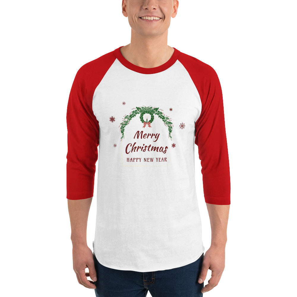 Christmas Greeting 3/4 sleeve raglan shirt