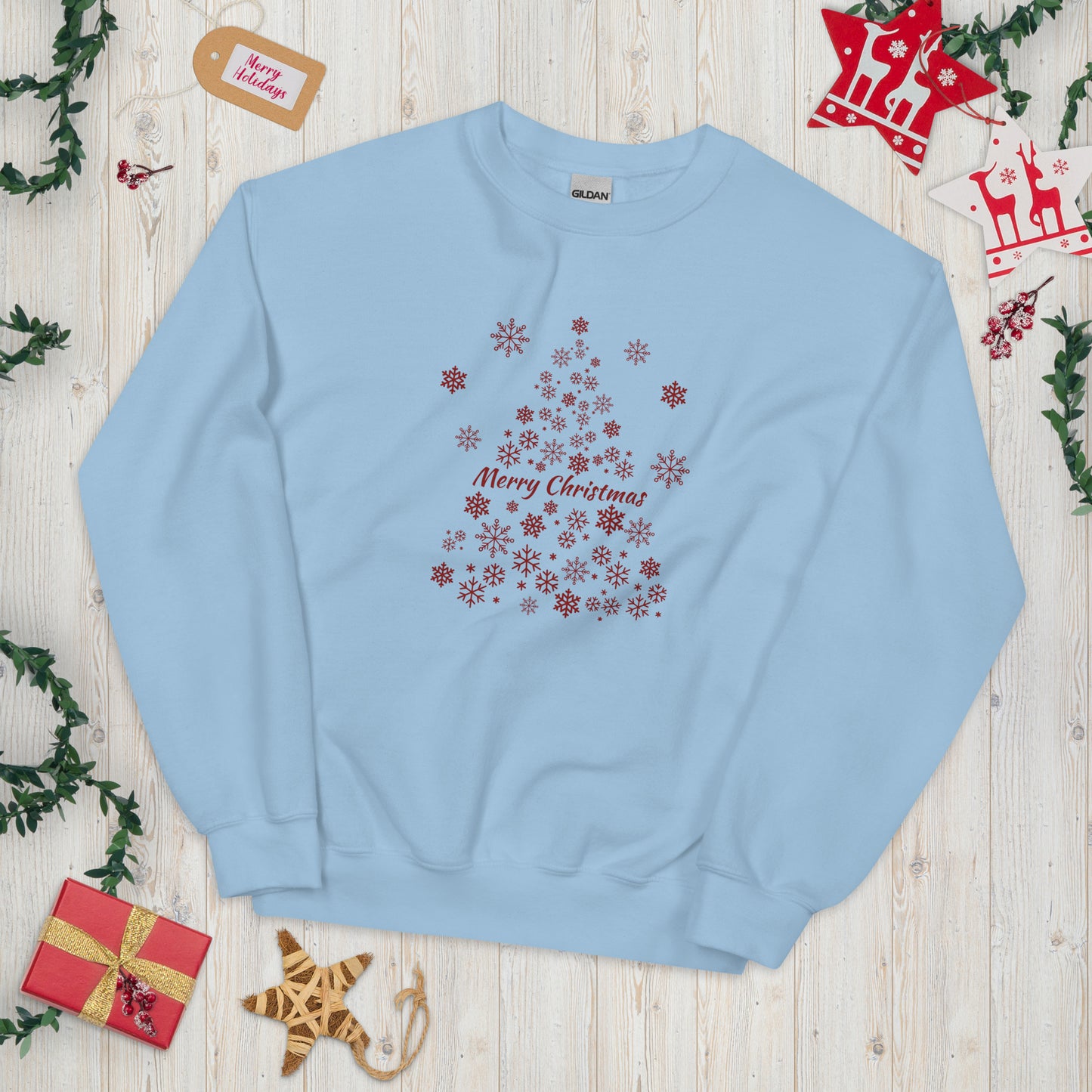 Red Snowflake Tree Unisex Sweatshirt