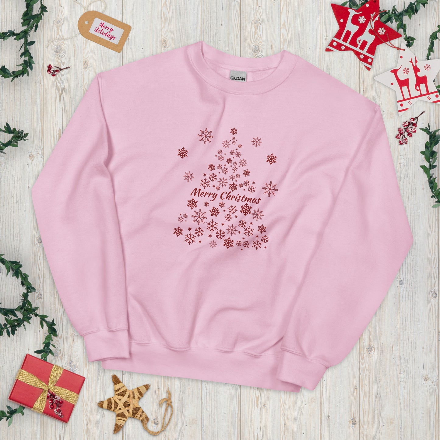 Red Snowflake Tree Unisex Sweatshirt