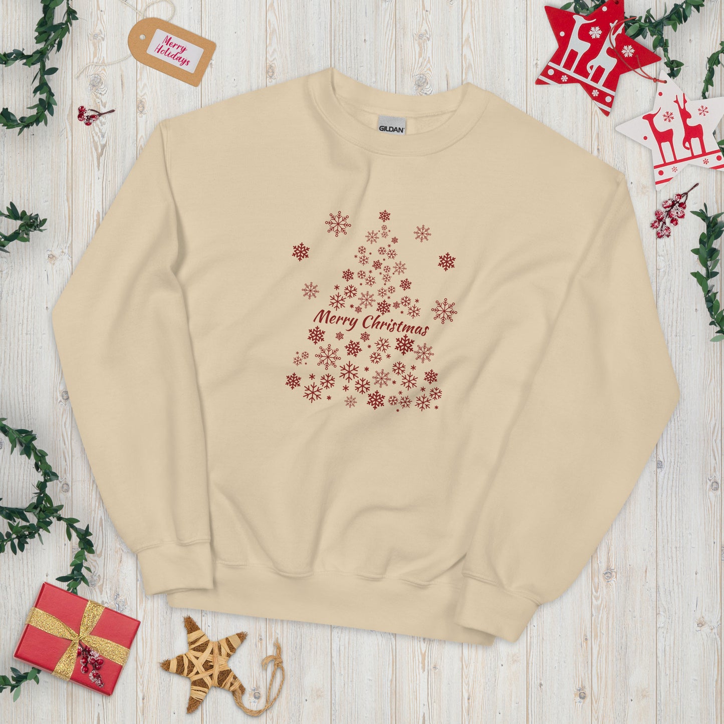Red Snowflake Tree Unisex Sweatshirt