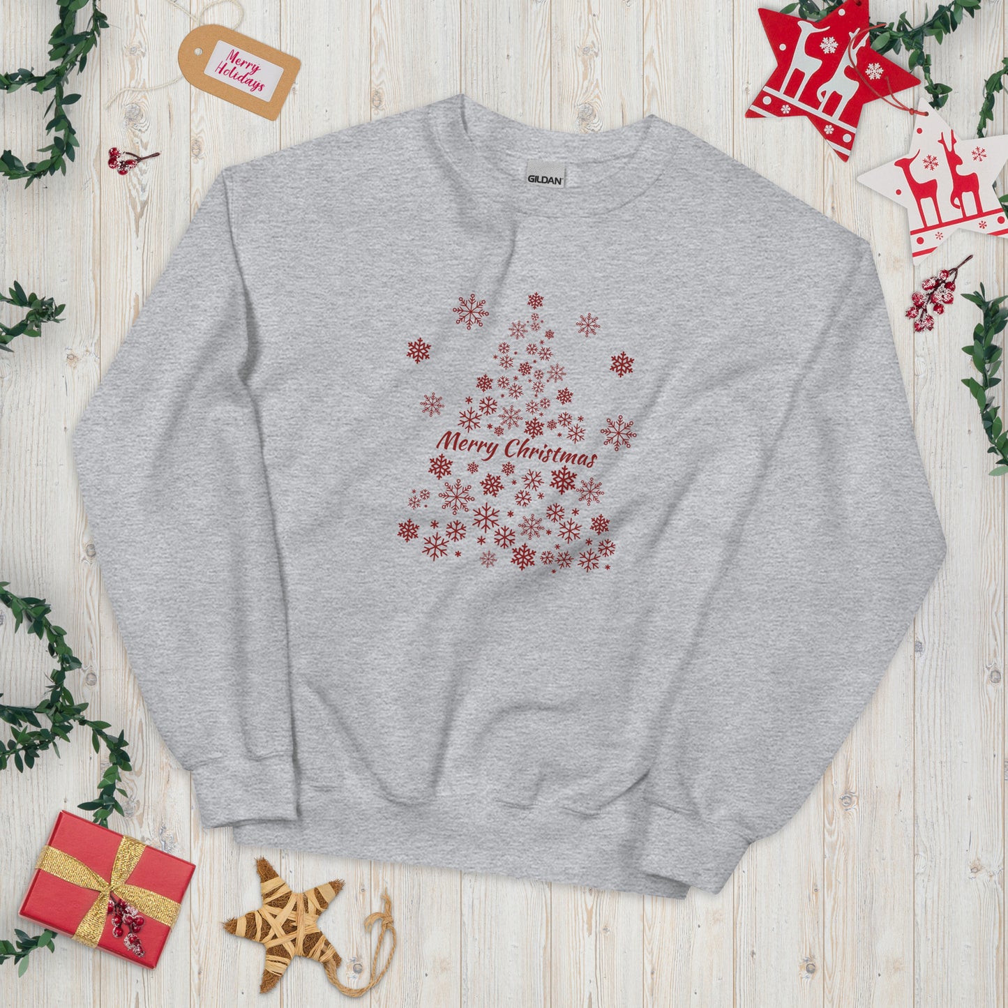 Red Snowflake Tree Unisex Sweatshirt