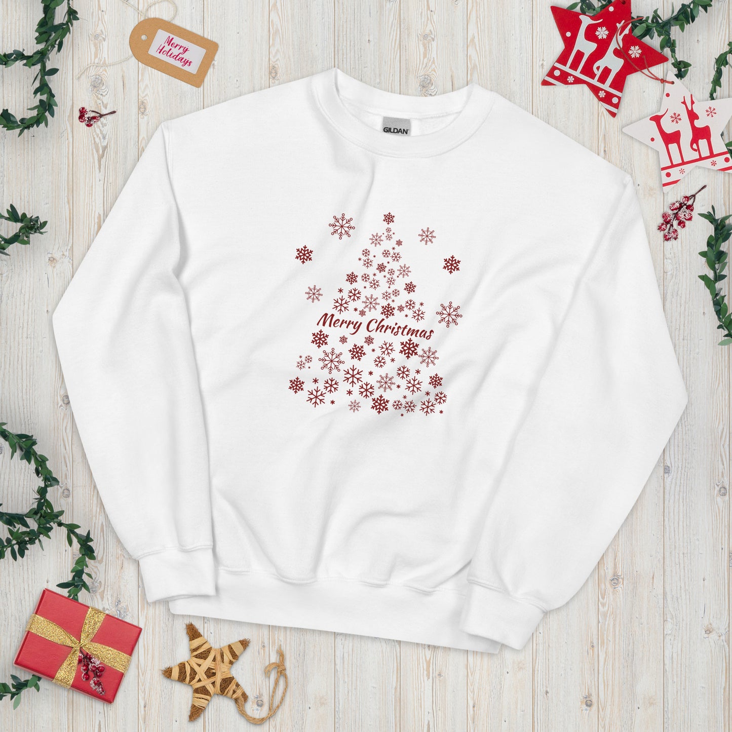 Red Snowflake Tree Unisex Sweatshirt