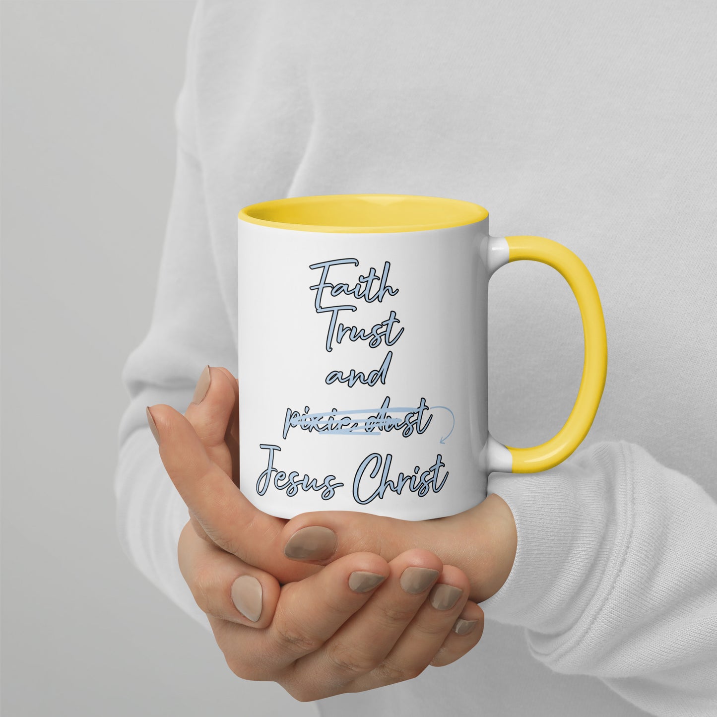 Faith Trust and Jesus Mug with Color Inside