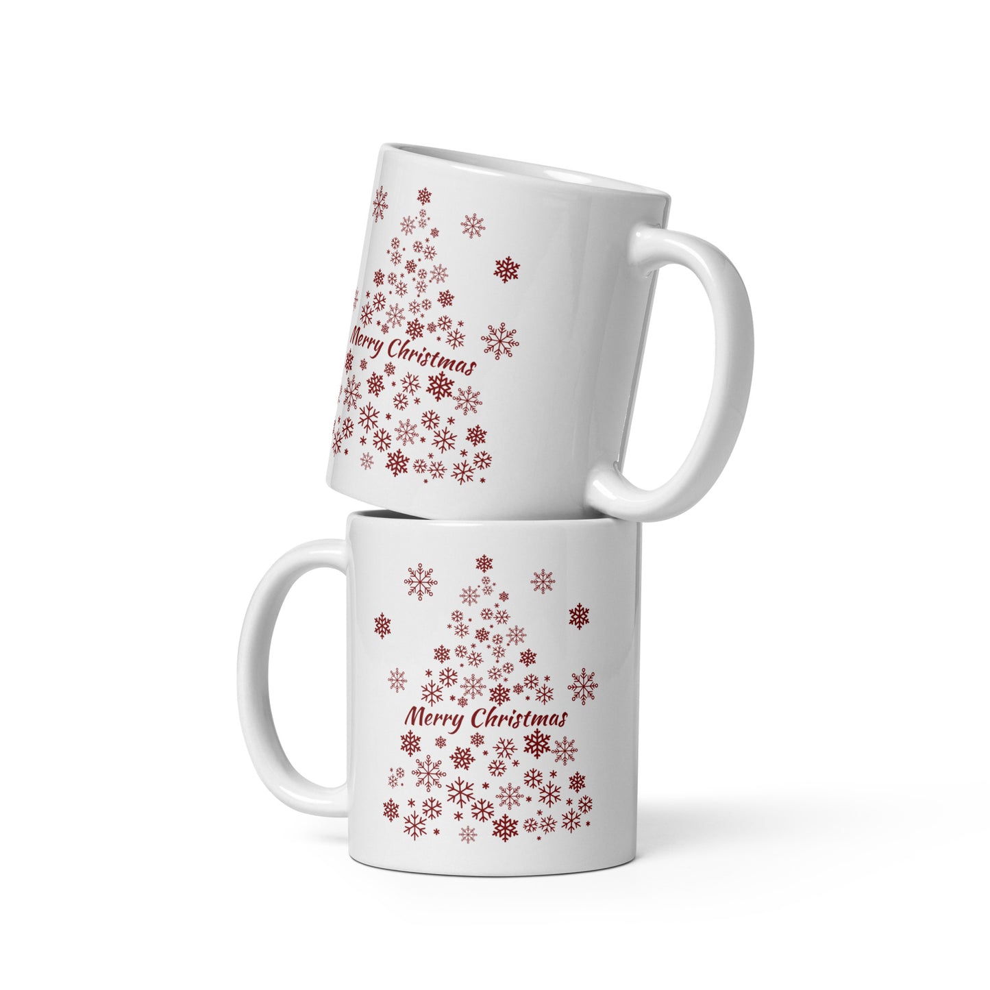 Red Snowflake Tree White glossy mug