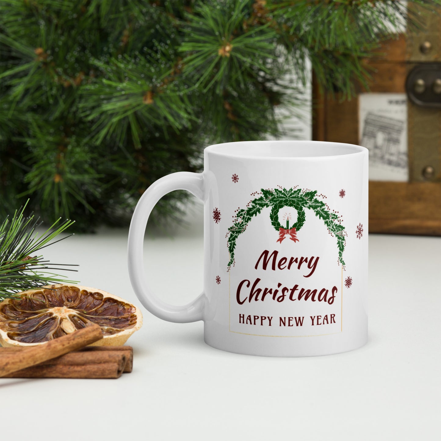 Christmas Greeting White glossy mug