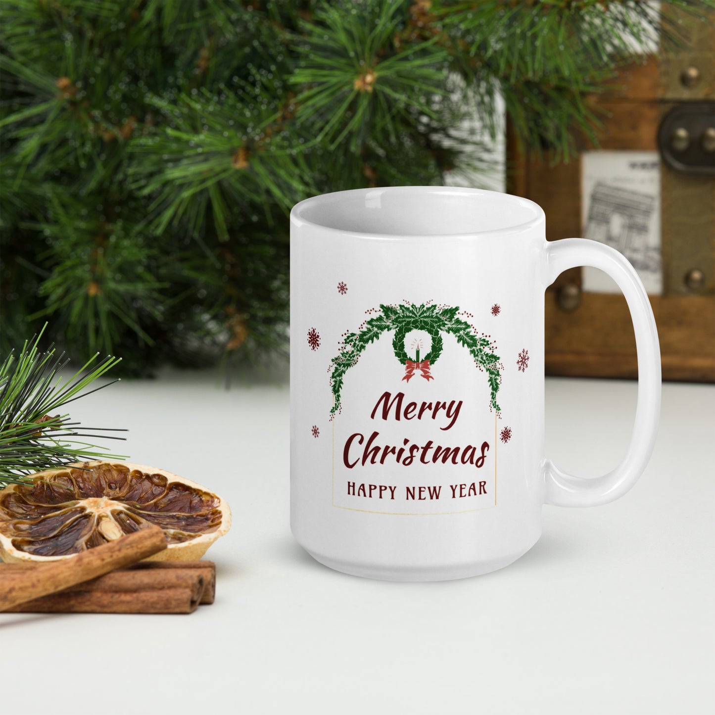 Christmas Greeting White glossy mug