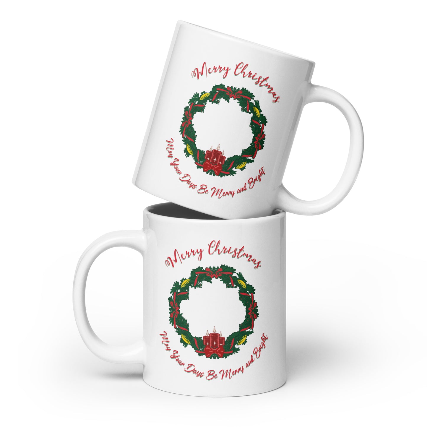 Christmas Wreath White glossy mug