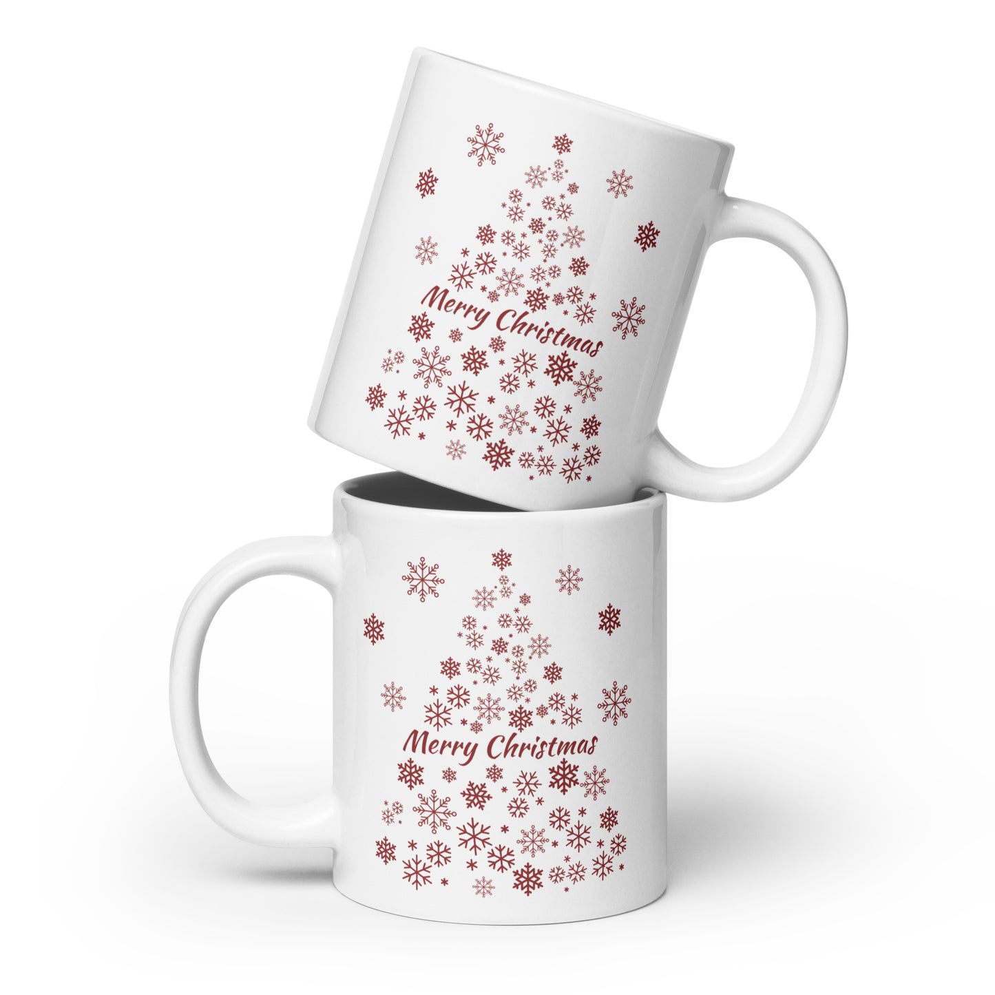 Red Snowflake Tree White glossy mug
