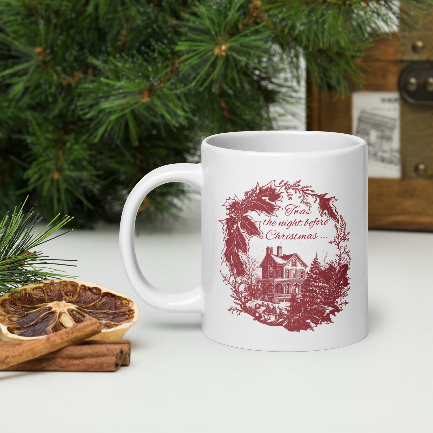 'Twas the Night White glossy mug