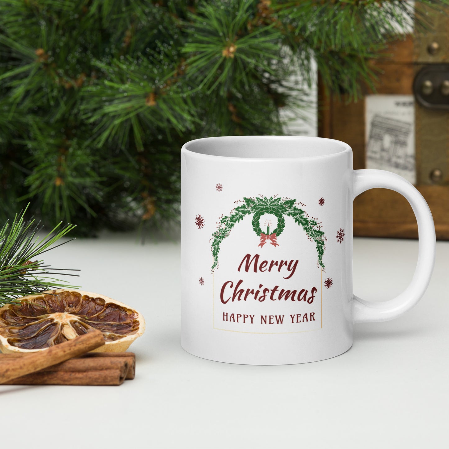 Christmas Greeting White glossy mug